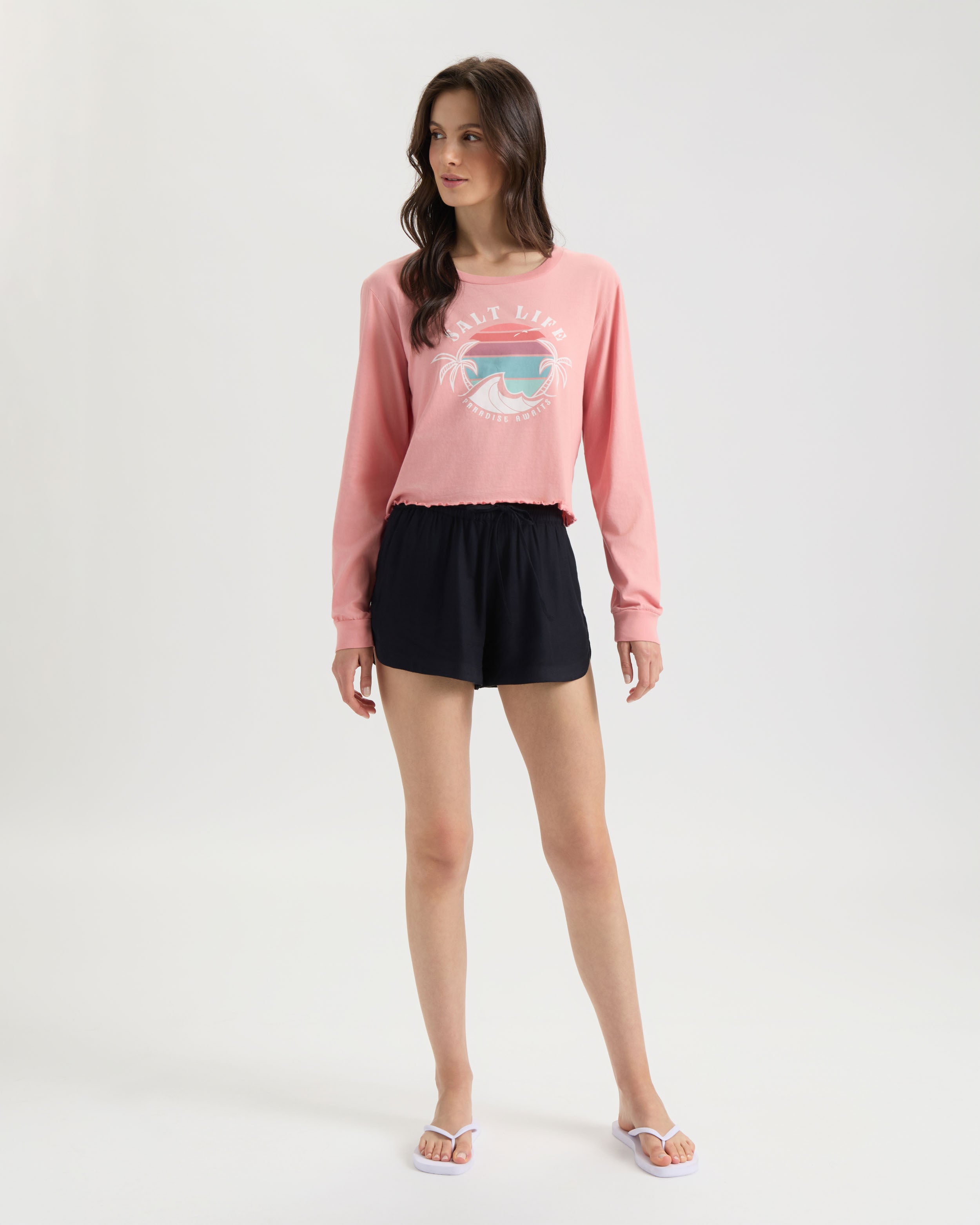 トップス Paradis3 Summer Tour Long Sleeve Women's Paradise Bound Cropped Long Sleeve Shirt