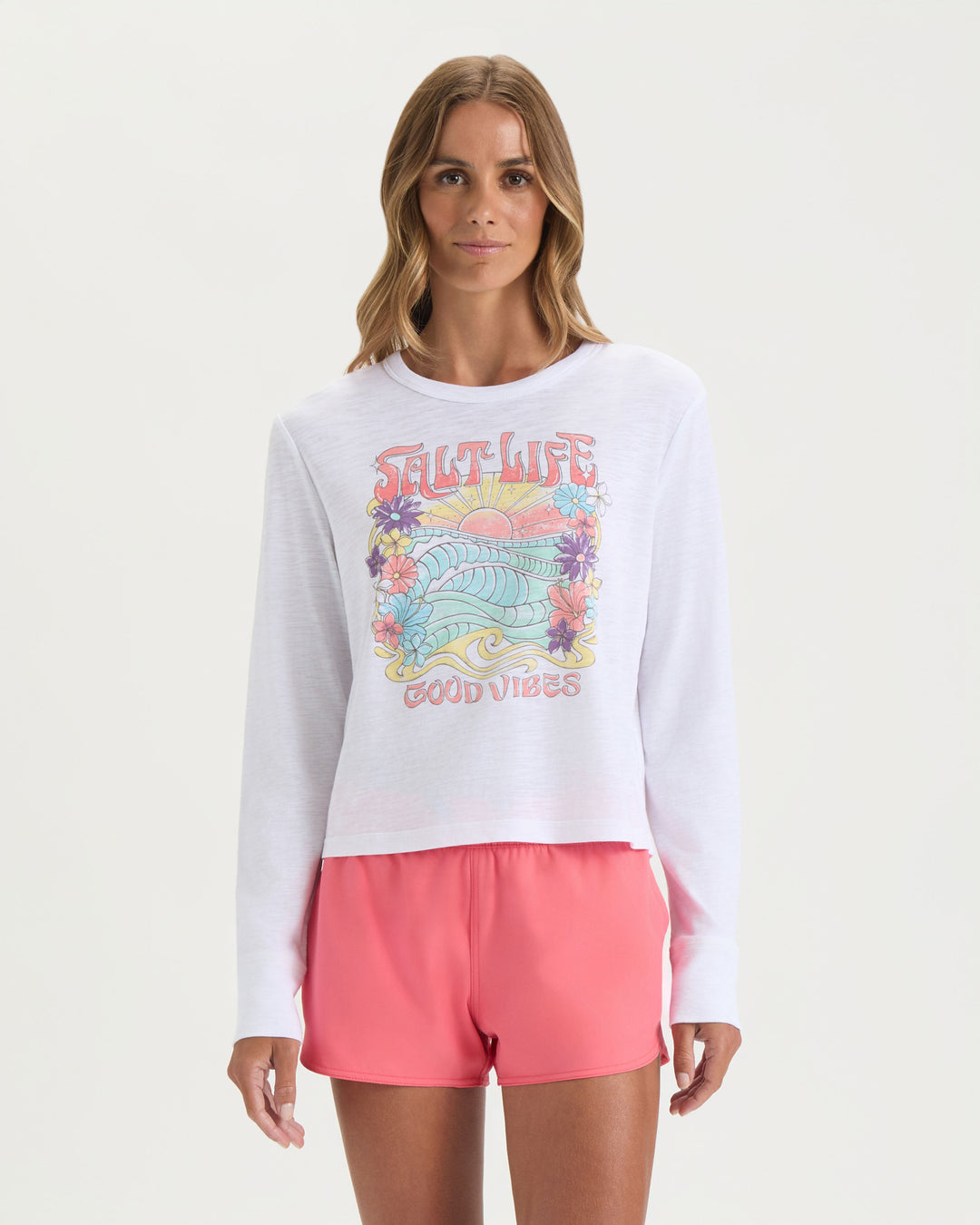 Women’s Sunrise Vibes Crew Neck Cropped Shirt