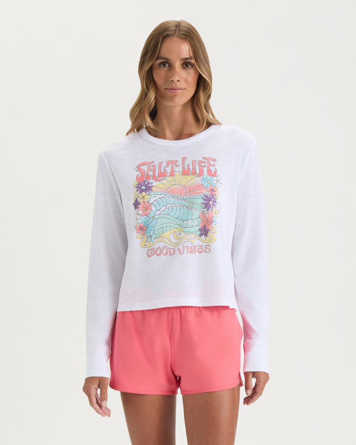 Women’s Sunrise Vibes Crew Neck Cropped Shirt