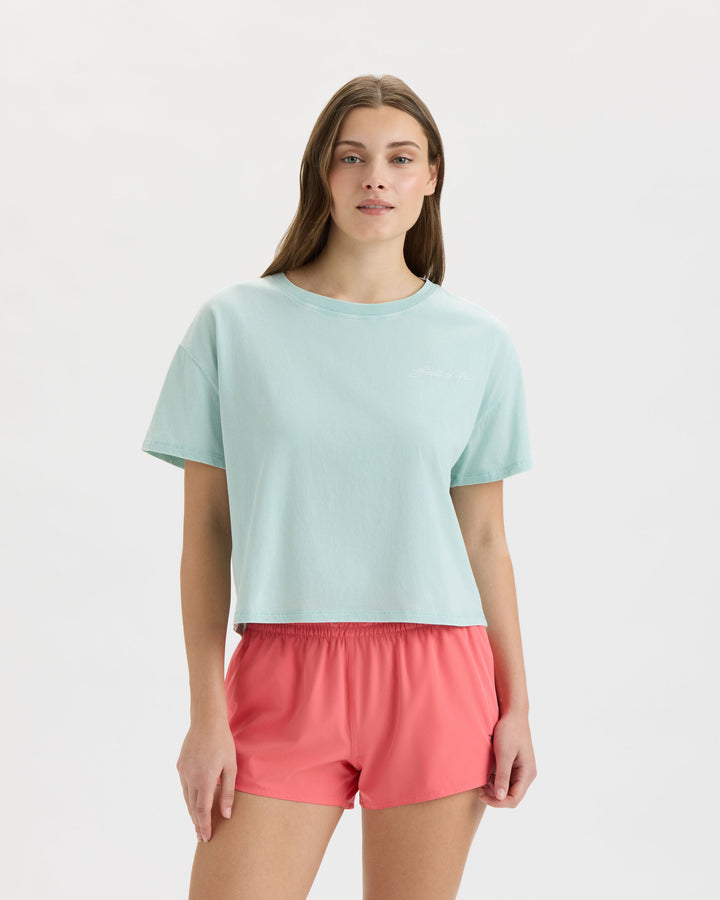 Women’s Beach Turtle Cropped Boyfriend Tee