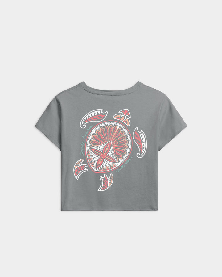 Women’s Beach Turtle Cropped Boyfriend Tee
