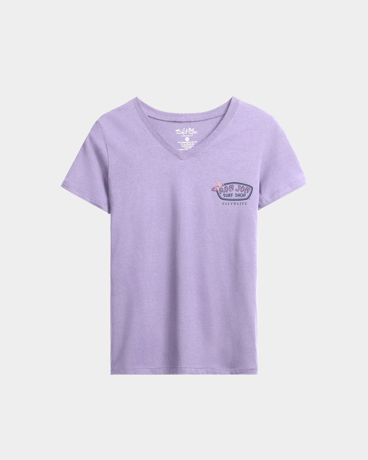 Women’s Salty Marlin Badge V-Neck Short Sleeve Tee