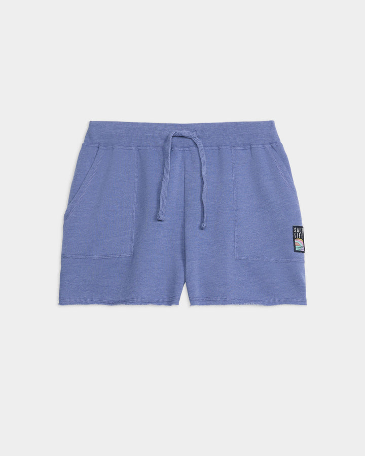 SALTY MIND OCEAN WASHED FLEECE SHORT-418 indigo