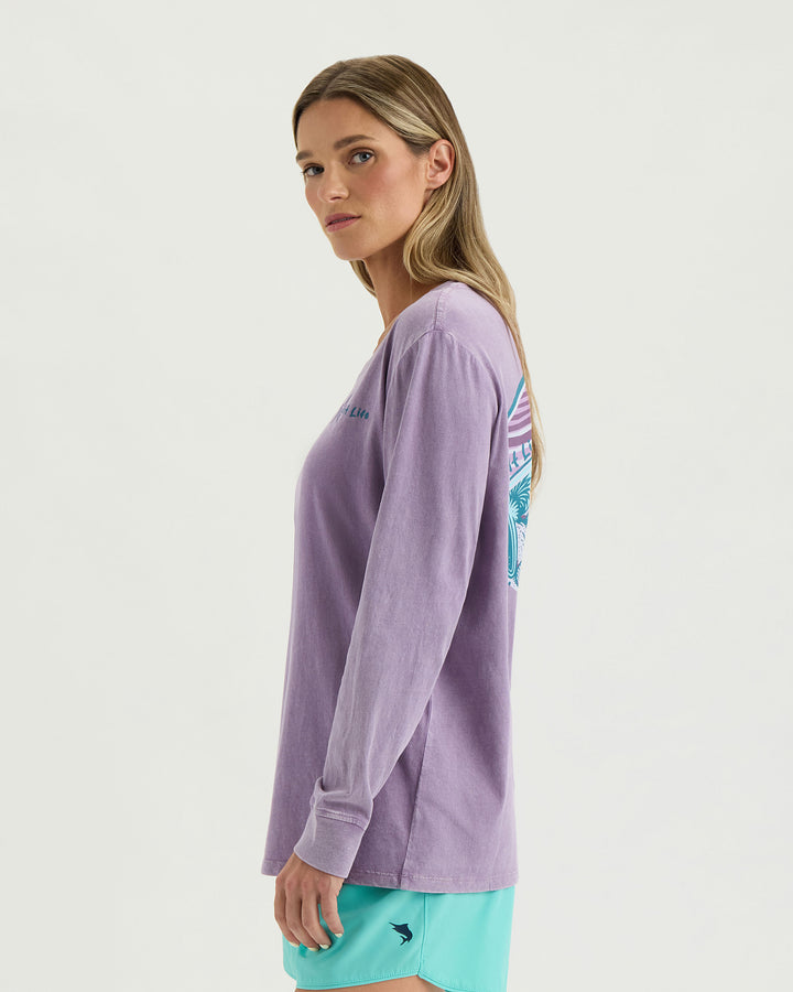 Women’s Beach Collage Cropped Long Sleeve Tee