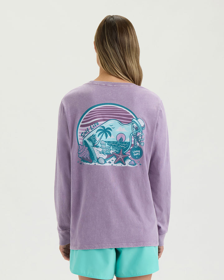 Women’s Beach Collage Cropped Long Sleeve Tee
