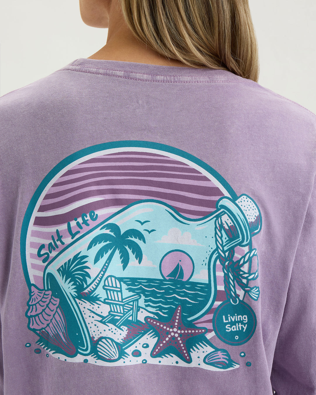 Women’s Beach Collage Cropped Long Sleeve Tee