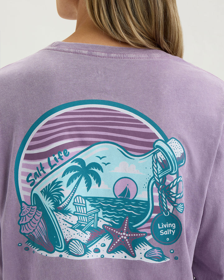 Women’s Beach Collage Cropped Long Sleeve Tee