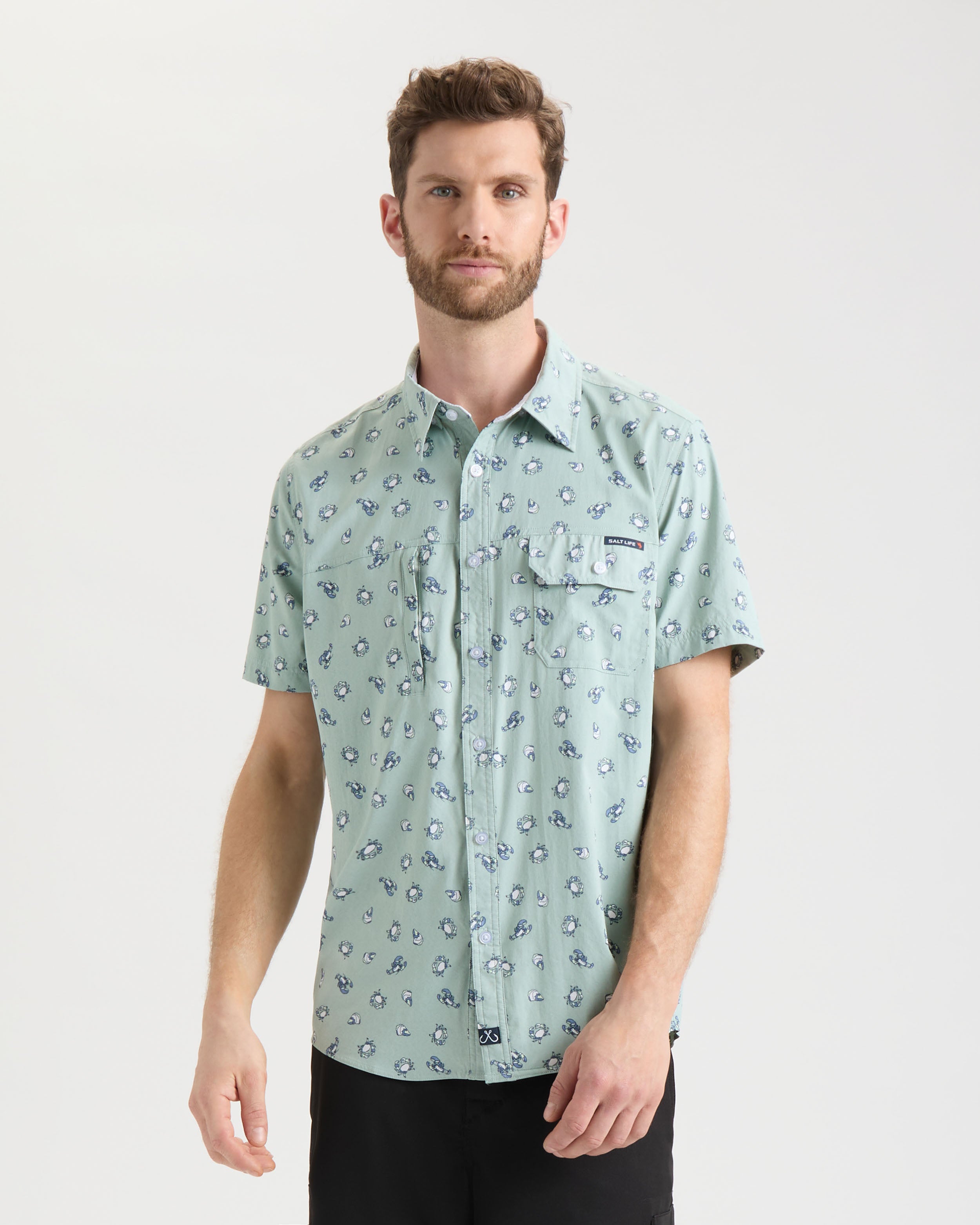 Men's Crustacean Life Woven Short Sleeve Shirt