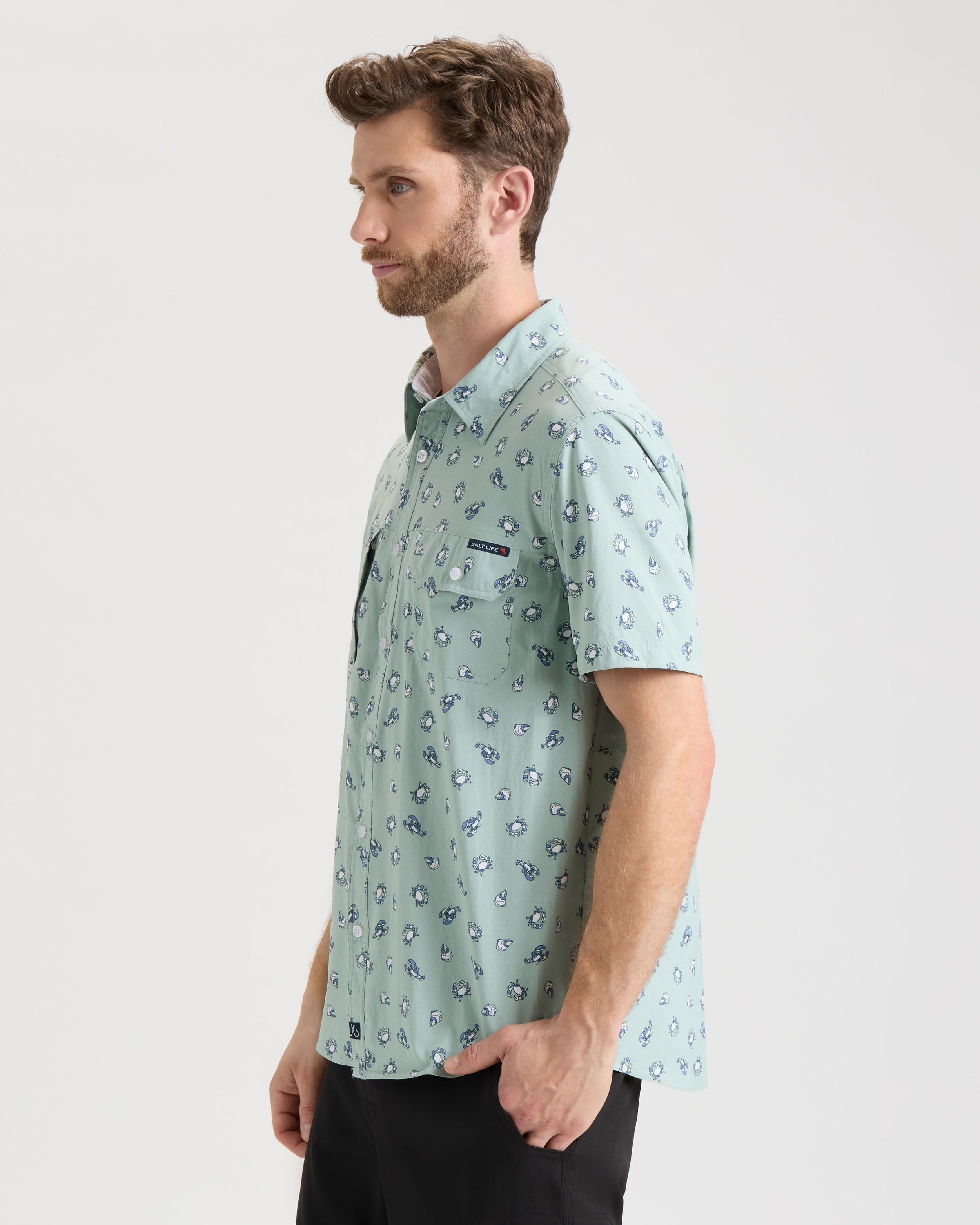 Men's Crustacean Life Woven Short Sleeve Shirt