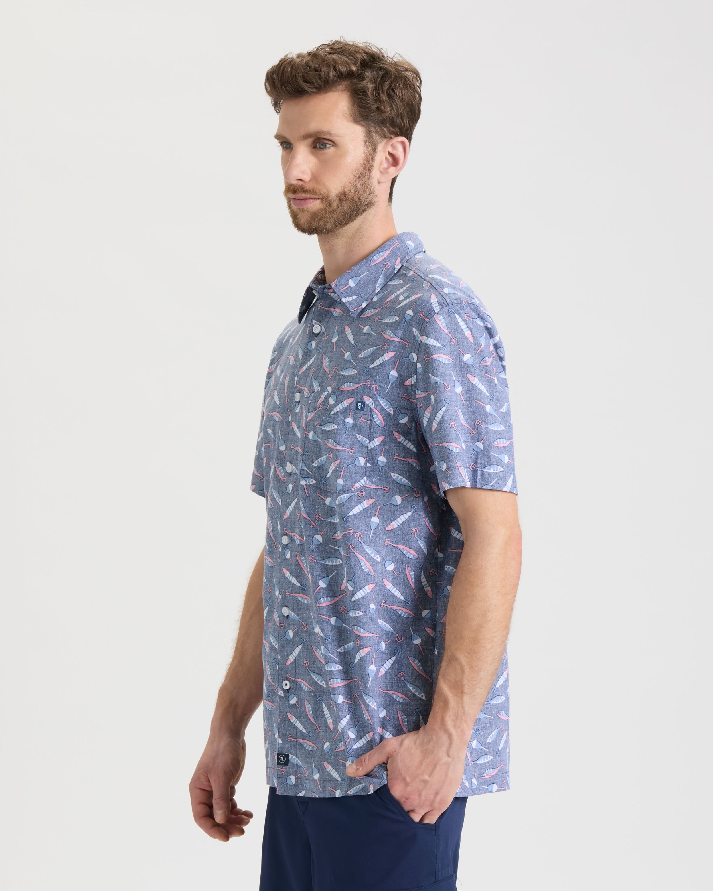 Men's Tempting Tackle Woven Short Sleeve Shirt