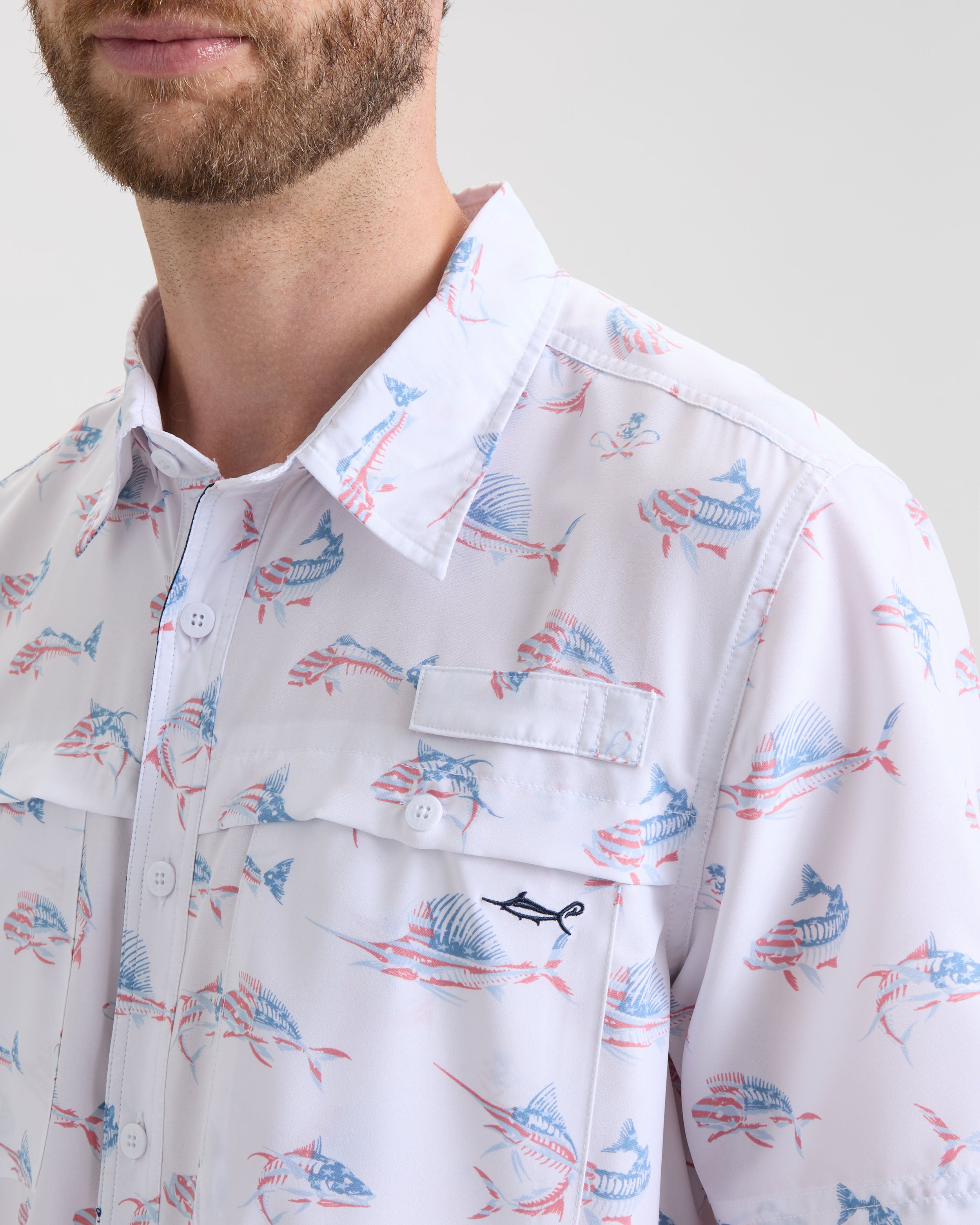 FISHBONE BONE IN THE USA XXL フィッシュボーン Men's Fish N' Bones Americana SLX Performance Short Sleeve Shirt
