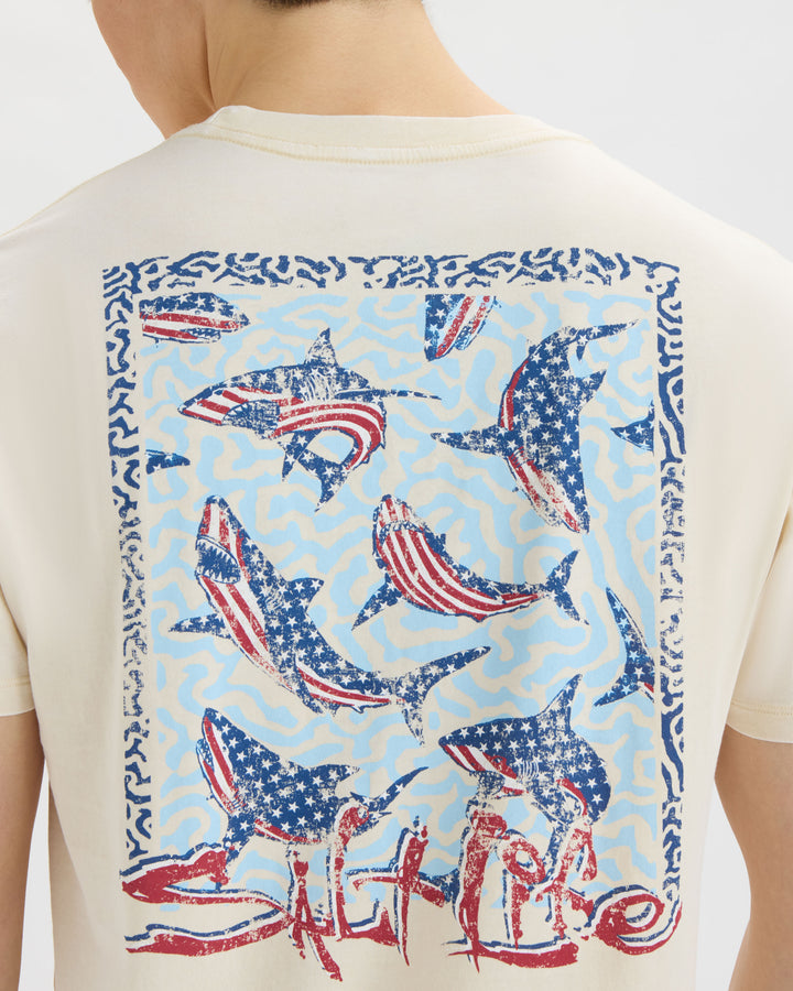 Men’s Sharks Americana Salt Wash Tee