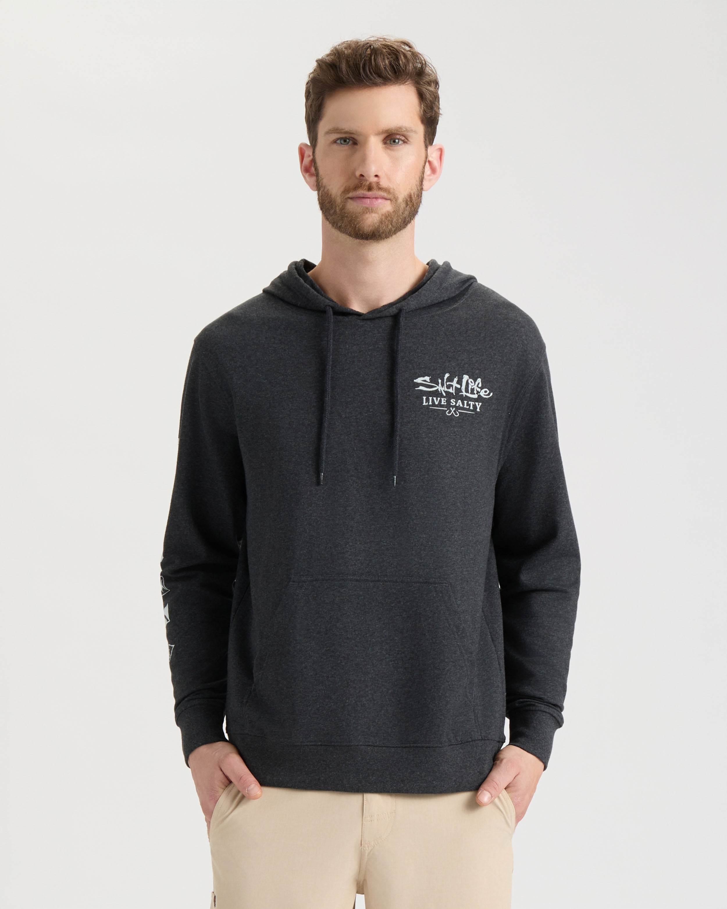 【BALR.】Script Relaxed Fit Hoodie Men's Ocean Kin French Terry Pullover Hoodie