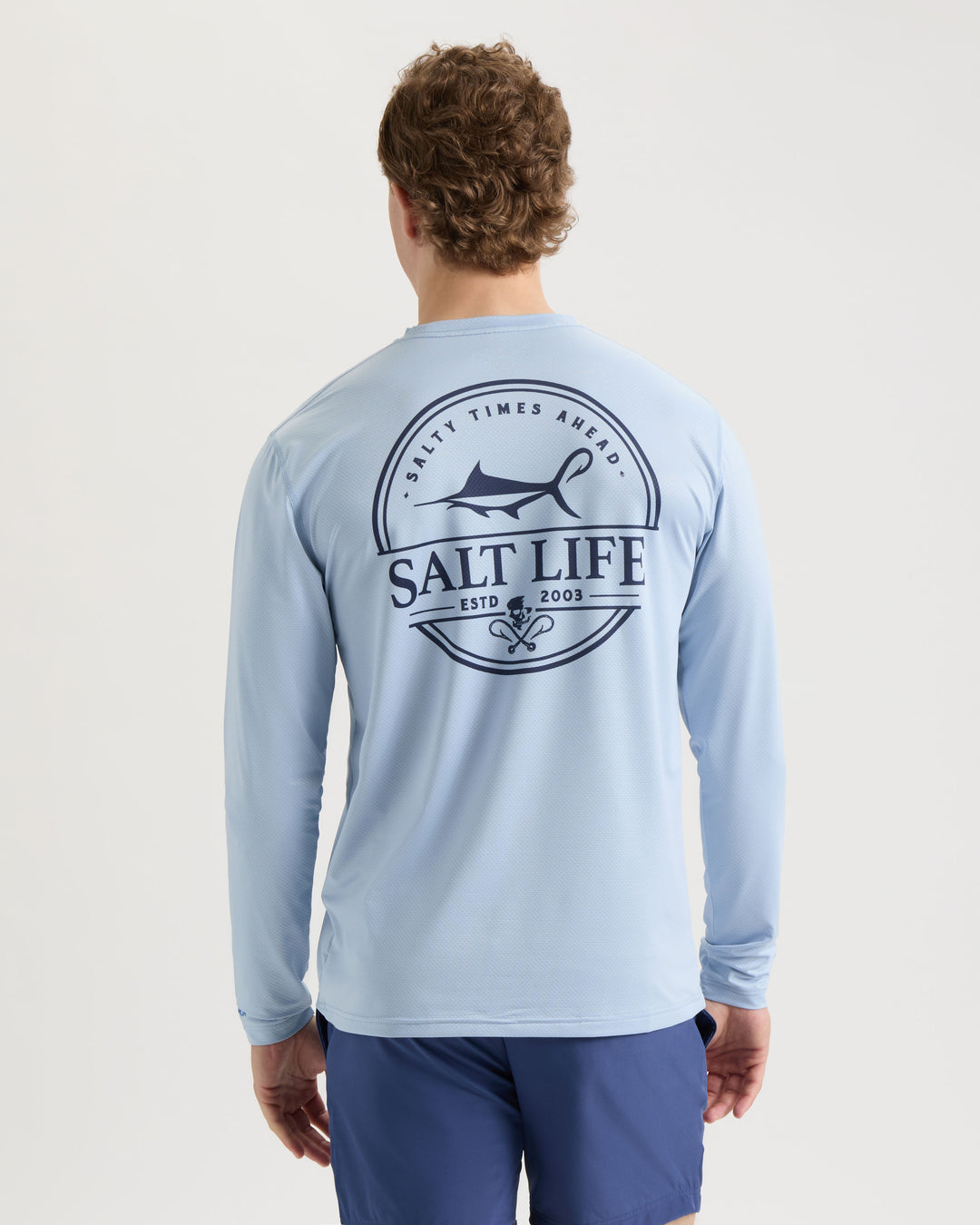 Salt Addiction Men's Long Sleeve Fishing T-Shirt - White Microfiber With UPF 50+ Sun Protection