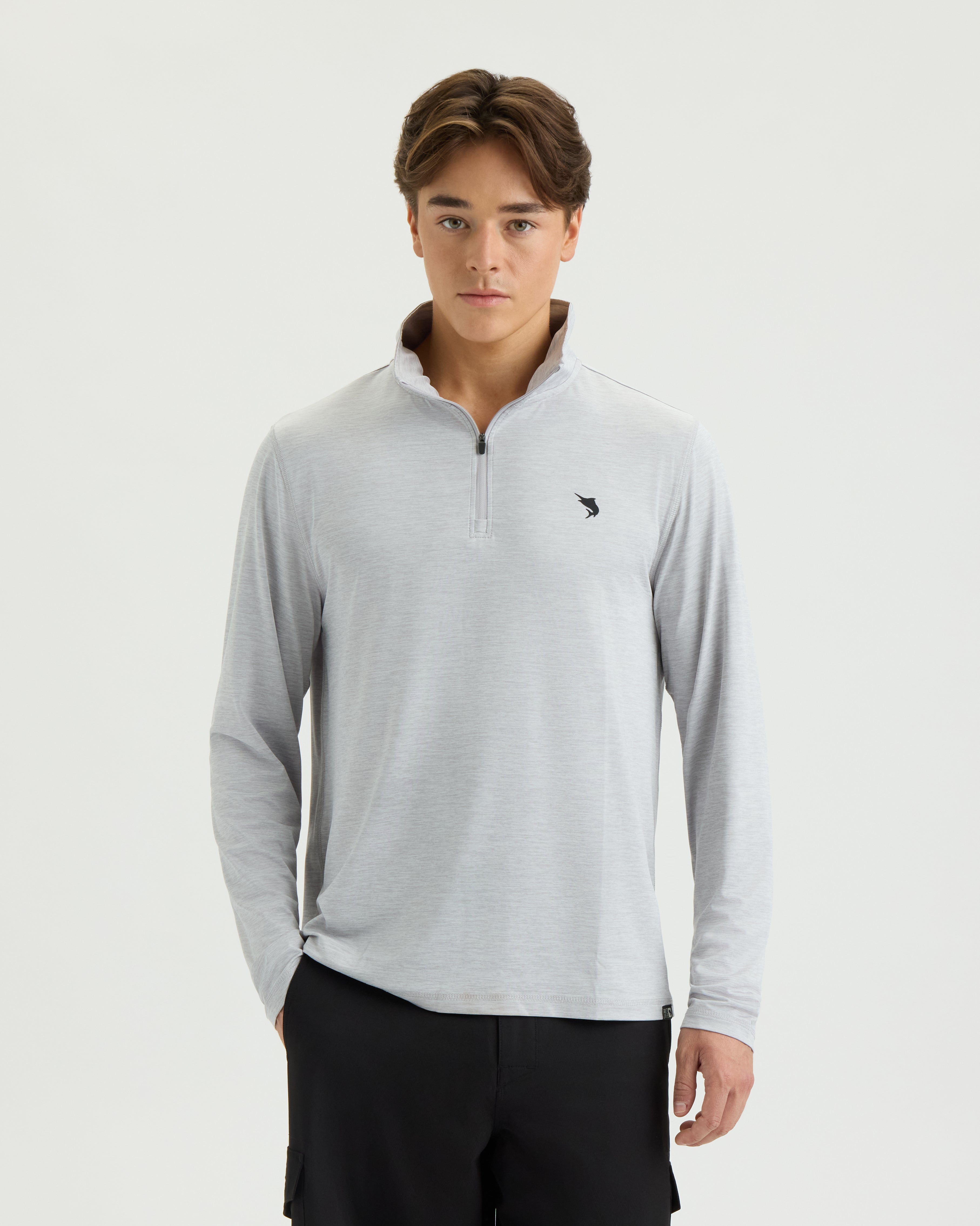00s archive sullen neil barrett ロンt グレー Men's Tight Line SLX Performance Quarter Zip